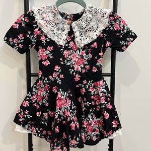 Vintage Kokomo Kids Floral Cotton Short Sleeve Girls Dress Size 6